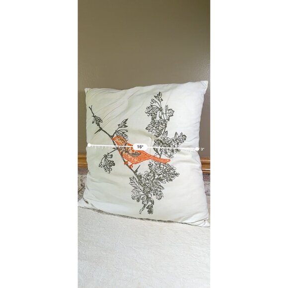 Set Of 2 Vintage Bird Embroidered Throw Pillows Nature-Themed - Picture 14 of 15